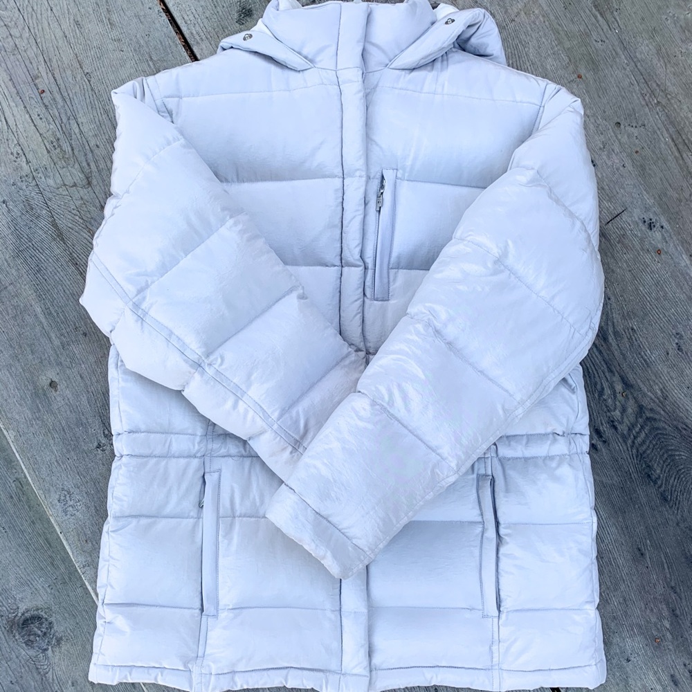 Ralph Lauren white gray insulated winter down snap zip closure puffer jacket - Picture 16 of 16